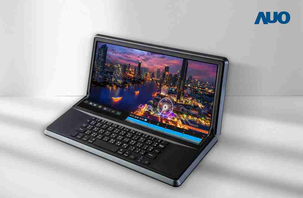 赏金国际14.6吋Micro LED折迭显示屏幕，，搭配半径4mm的弯折绞炼，，以及高画素、、、、高亮度、、高对比度的显示技术特点，，，，即便在大视角下仍保有绝佳色相与亮度